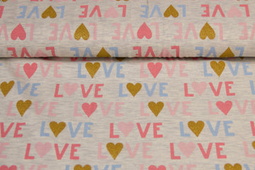 Jersey "Love", beige meliert, 0,5 m